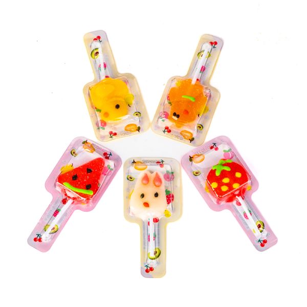 Colorful Gummy Candies Cartoon Shape Soft Lollipop Candy Fruit Flavor Candy Sweets