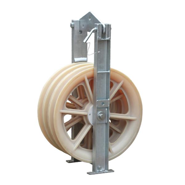 40KN Three Wheel Overhead Line Stringing Rope Pulley Block