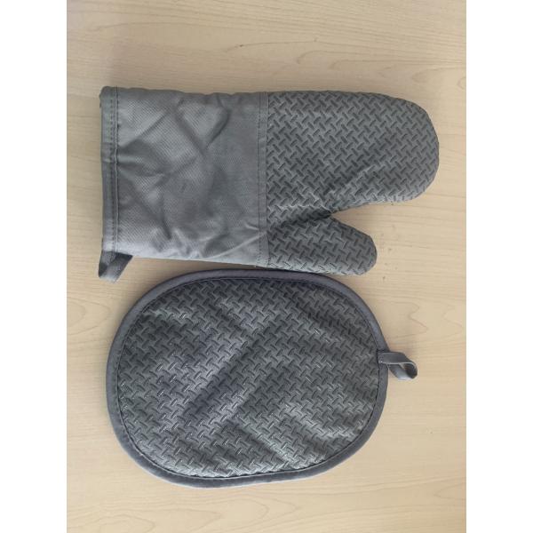 Перчатка печи ткани хлопка и держатель бака установили с не пятном силикона выскальзывания