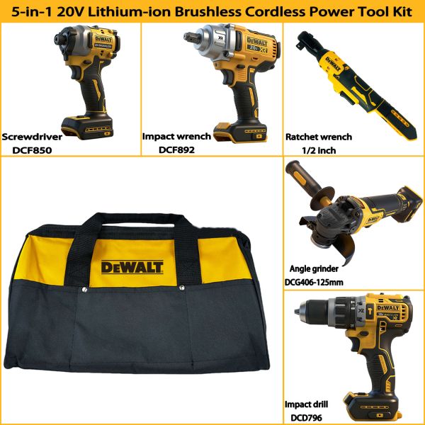 XR 20V Brushless Tool Set Ratcheting Wrench Angle Grinder Dewalt Impact Set ODM