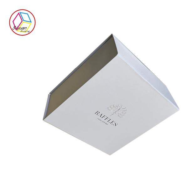Matte Grey Silver Foiled Cubic Fancy Paper Gift Box With Peral Foam Insert
