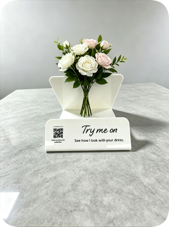 White Acrylic Bouquet Display Stand, Portable Flower Holder for Wedding Ceremony, Party Events, Florist Shop Counter & Retail Display, Customizable