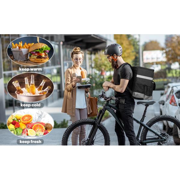 Thermal Food Delivery Backpack w/Cup Holders Insulated Pizza Delivery Bag Mesh Pocket and Receipt Window