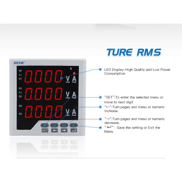 Three  phase multi amp volt Hz digital panel Meter support RS485 11kv panel power meter