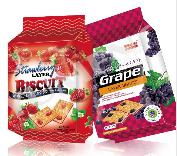 8 side sealing strawberry sandwich biscuit packing bag with easy tear open notch