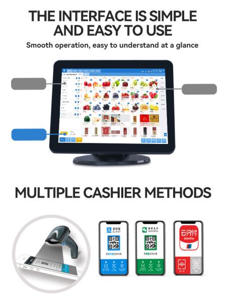 Restaurant Ordering Thermal Printer with Resolution Win/Android POS Cash Register 13.3/15.6 Inch 1366*768 Resolution