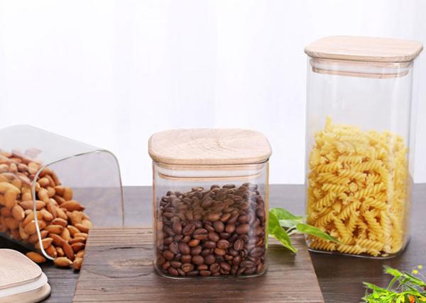 Borosilicate Empty Glass Jars Large Glass Food Storage Container With Airtight Bamboo Lids 1000ml
