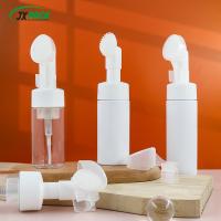 40ml Clear White Foam Pump Bottle Round Shape With Silicone Cleansing Brush