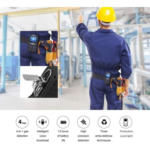 4 в 1 Handheld Multi сигнале тревоги голоса регистрации данных детектора газа 100PPM 1000PPM