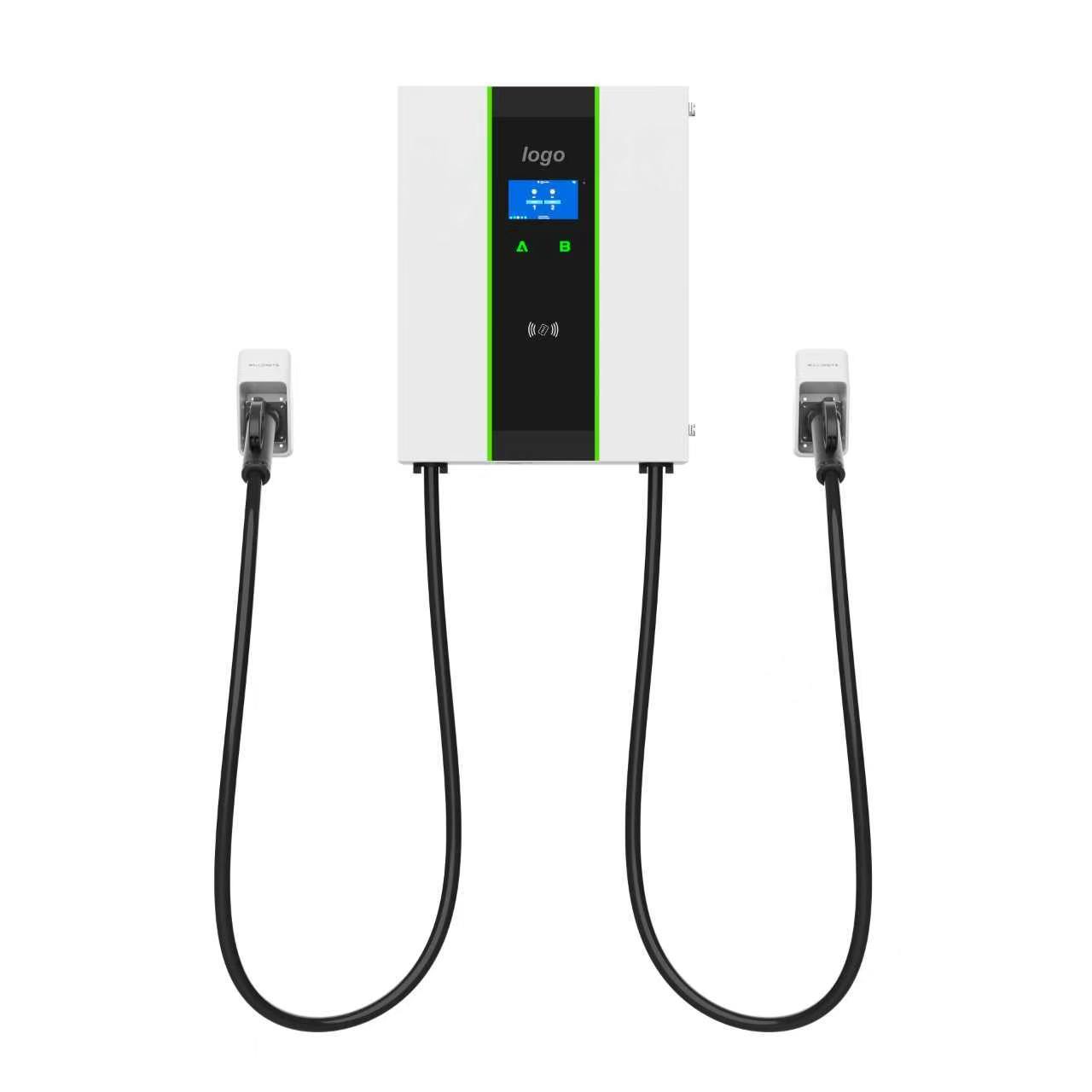 40kW 60kW DC Fast EV Charging Station Dual Gun CCS1 CCS2 GB/T CHAdeMO OCPP Commercial Charger With Multiple Languages