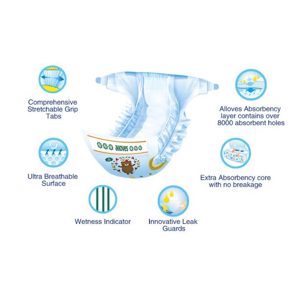Dry Surface 500ml Non Toxic Disposable Diapers 360 Degree Elastic Waistband