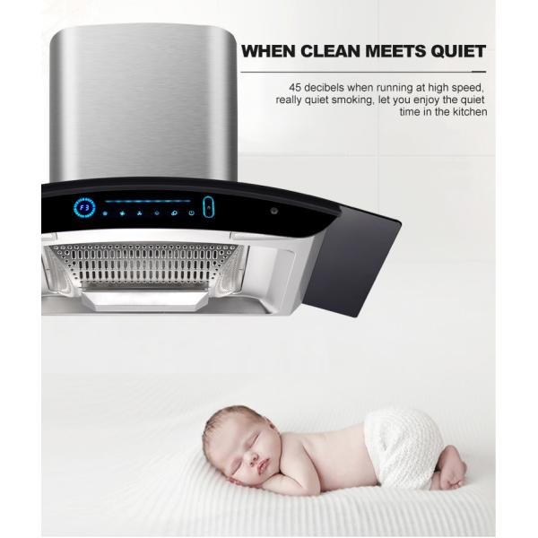 Sleek Curved Glass Cooker Hood Range 1200 Cfm Arc Shape