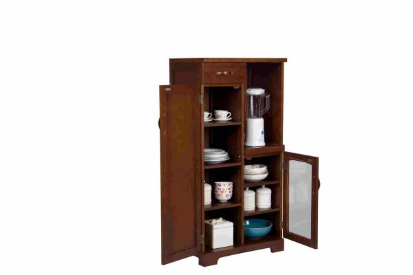 Handmade Kitchen Cabinet Storage Glass Fronted Cupboard With Five Adjustable Shelves