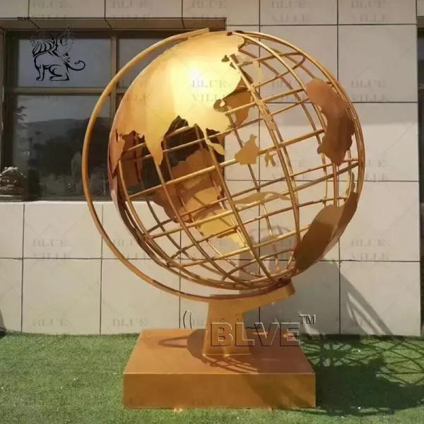 Stainless Steel The Earth Sculpture Metal Whole World Globe Statue Hollow Art Ball Outdoor Sculptures Large