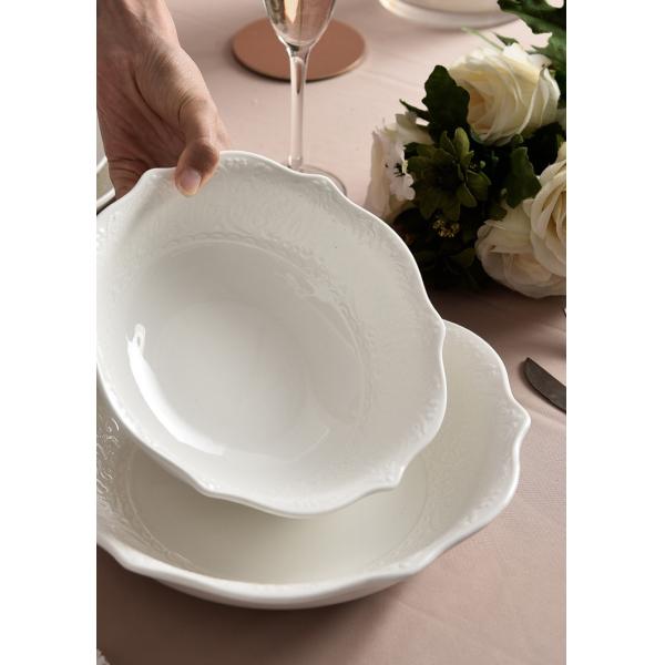 Round Solid Farmhouse Porcelain Restaurant Plates OEM Porcelain Salad Plates