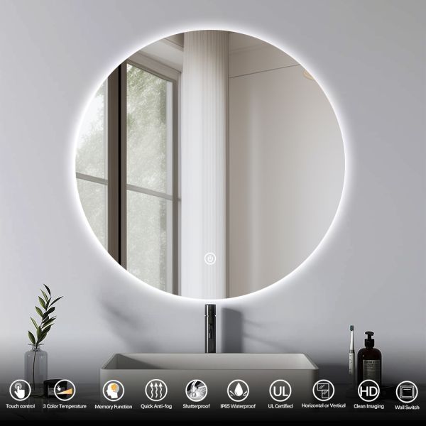 OEM ODM Custom LED Bathroom Mirror , LED Bathroom Touch Screen Mirror
