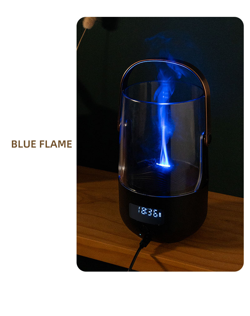 FUSMLI 3D Realistic Flame Aroma Diffuser 200ml Large Tank Quiet Operation with Type-C Charging Flame Humidifier