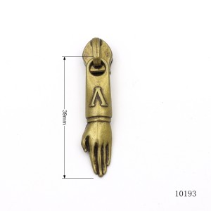 39mm High Quality Metal Zipper Puller, Custom Logo Hand Shape Zip Pull Charms, Antique Brass Wholesale Zipper Pullers Manufacturer for Bag Clothing