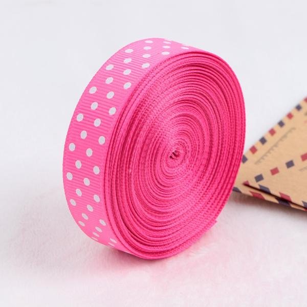 16mm White Polka Dot Printed Grosgrain Ribbon for in Double Face Style