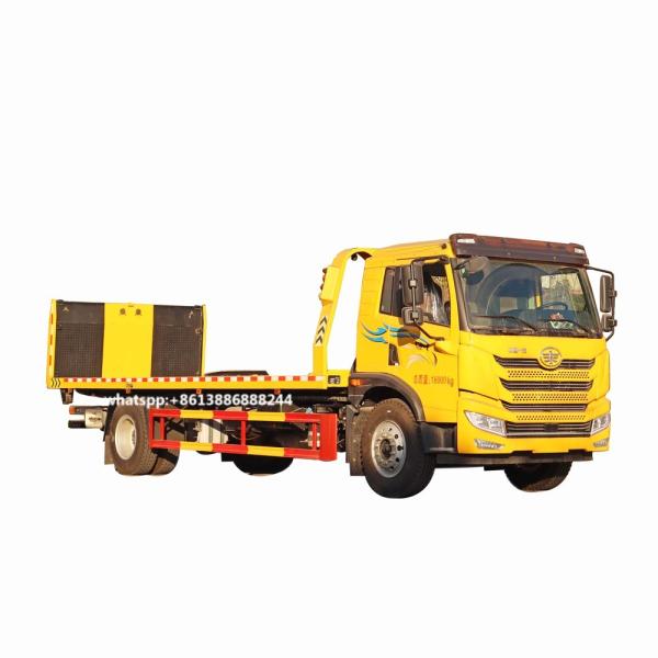 FAW 4*2 10 Tons Large Plate   One Tow Two Wrecker   Popular Road Rescue Trailer  Rollback