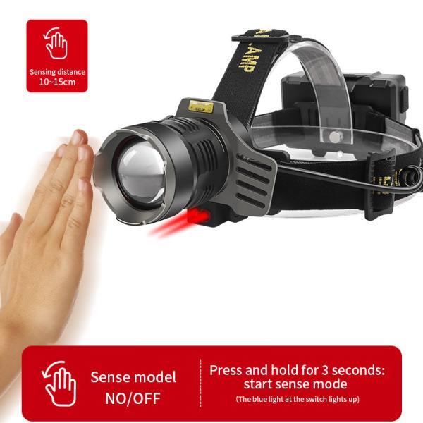 FTH653-1 Перезаряжаемый фар 1200 Люмен водонепроницаемый IPX4 с черным алюминиевым сплавом + ABS