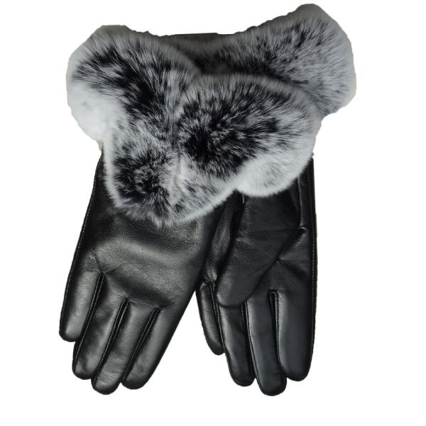 Manufacturer customized rabbit fur lined leather gloves