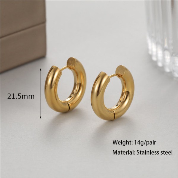 Stainless Steel 18K PVD Plated Hoop Earrings Simple Versatile Suitable for Both Men and Women Hip Hop Style