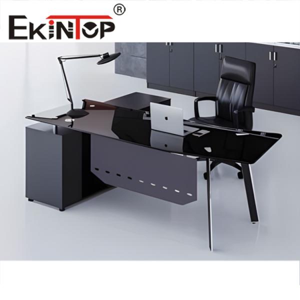 Бело-черное современное стеклянное бюро Прозрачное закаленное стекло