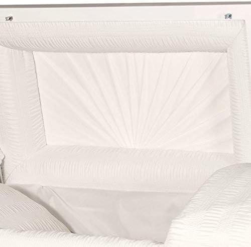 Casket Orion Series Steel Casket (White And Gold) Handcrafted Funeral Casket - White And Gold Finish With White Crepe
