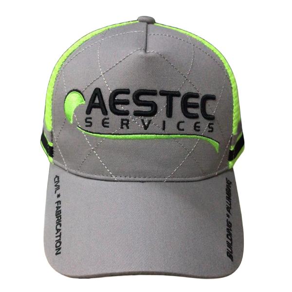 Pre Curved Cotton Mesh Custom Trucker Hat With Embroidery