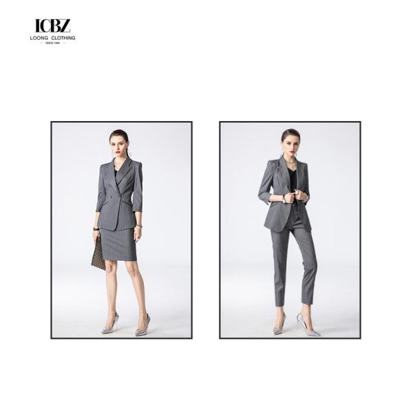 Женское офисное платье на заказ Тёмно-серый полосатый профессиональный рабочий костюм