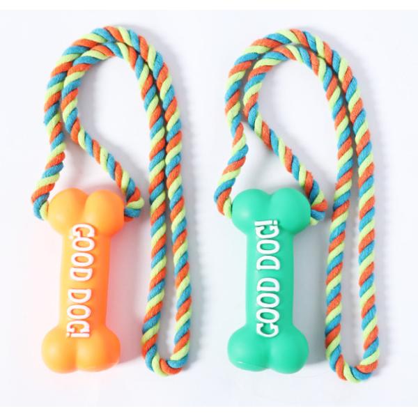 Любимец прорезывания зубов косточки природного каучука жует игрушки с веревочкой белья хлопка
