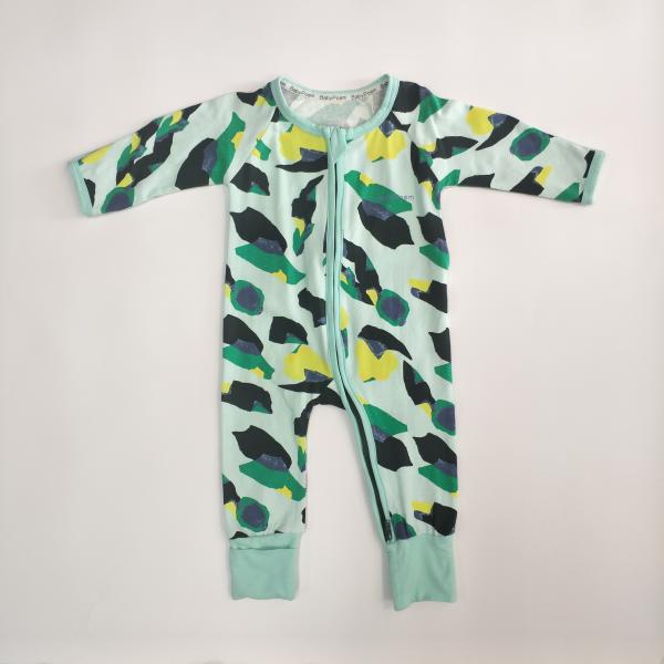 Design Baby Romper Onesie with Zipper Closure 95% Cotton and 5% Elastane Full Print