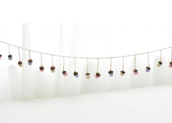 Pink Beige Pendant Wool Felt Balls 2.5*2 Cm With Jute Rope​ EN71 Approval