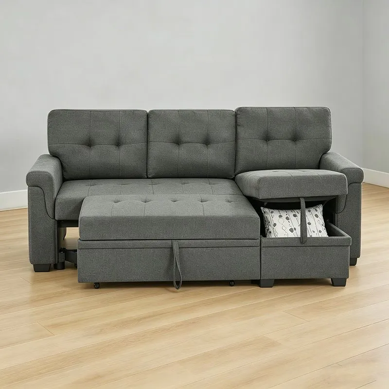 Hand Tufted Fabric Pull out Sleeper Sofa Bed for Luxury Small Apartment Decor