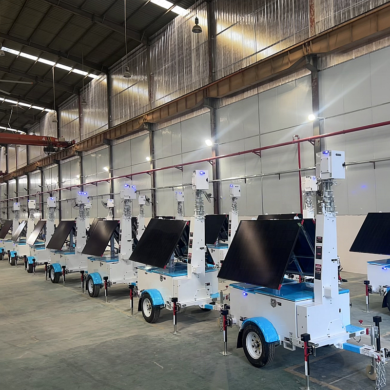 Trailer Mounted Lighting Tower Renewable Energy Technologies Solar Powered Generator Industrial Light Tower