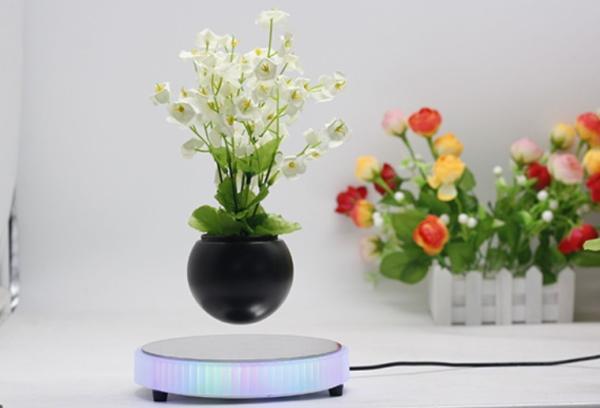 led light magnetic floating levitation bottom air bonsai planter trees flowerpot