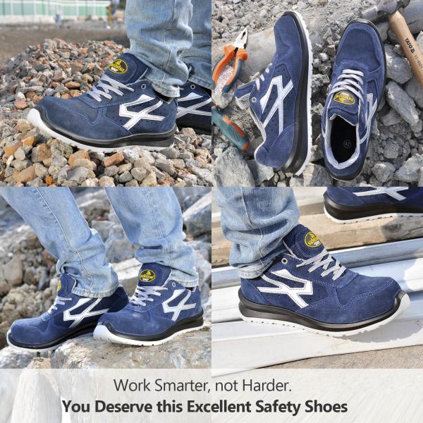 Breathable Cow Suede Construction Safety Shoes SAFETOE Men Chemical Resistant Leather Boots
