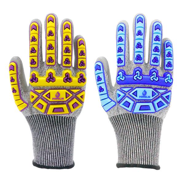 13 Gauge HPPE Impact Protection Tpr Gloves With Pu Palm Coating Cut Abrasion Slip Resistance