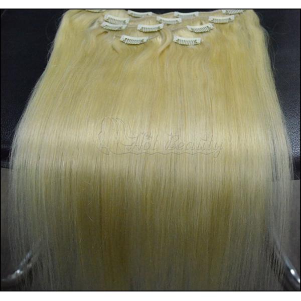 Personalized Straight Black Human Real Hair Clip In Hair Extensions silky and soft hair