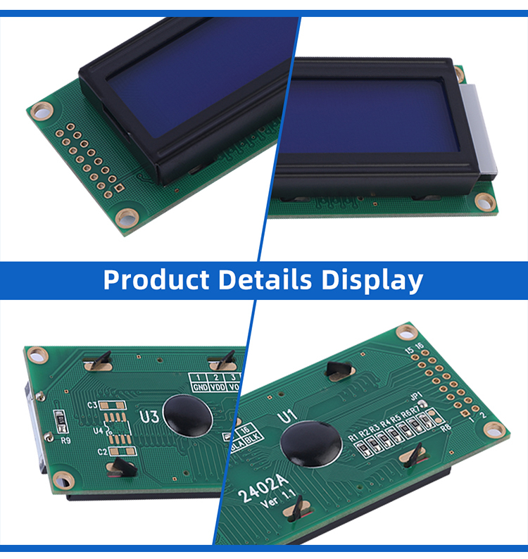 European Blue Film White Letters 2402A LCD Screen Display Supports ST7066U