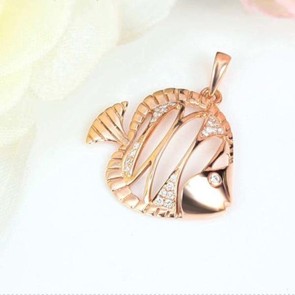 18K Rose Gold Lovely Fish Charm Pendant with Diamonds  (GDN005)