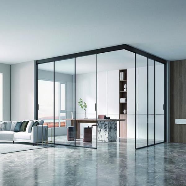 Slim Frame Aluminum Minimalist Sliding Door Exterior Doors For Villas Hotel Offices Kitchen Living Room