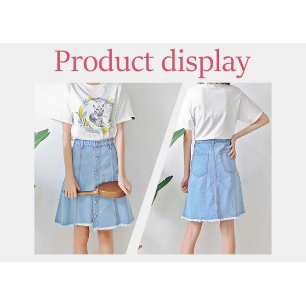 Summer Cool Casual Medium Length Slim Fit A Line Denim Skirt For Yound Ladies