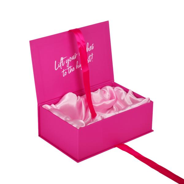 Жесткая бумага Розовая магнитная коробка для подарков Упаковка парик волосы с лентой