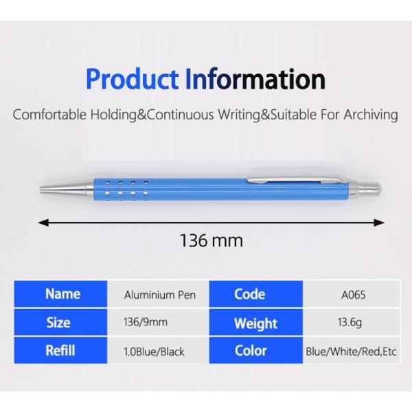 Metal Press Gradient Aluminum Ballpoint Pen 1.0mm Advertising Ballpoint Pens