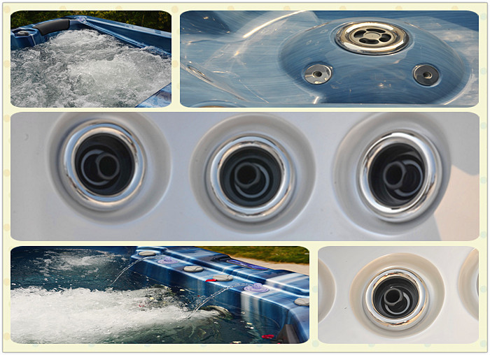 Custom whirlpool massage outdoor aristech acrylic swim spa hot tub with balboa system, 75pcs massage jets