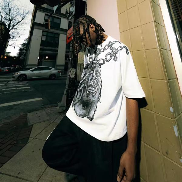 Street Wear Graphic Design 300Gsm Man Oversized Cropped Boxy Tee Shirt