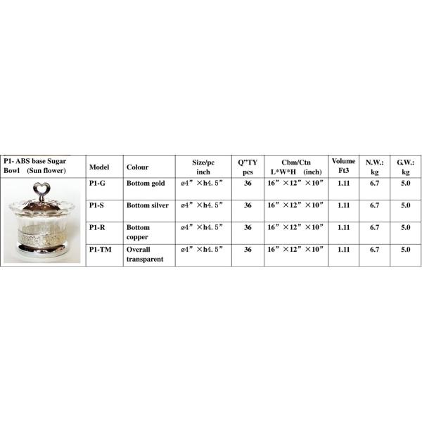 P1-Arabia Exquisite Imitation metal base Louhua Sunflowers Sugar bowl