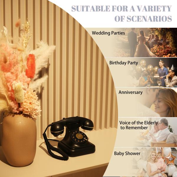 Plastic Audioguestbook Recorder Rechargeable Battery Unlimited Storage Wedding Guest Book Telephone